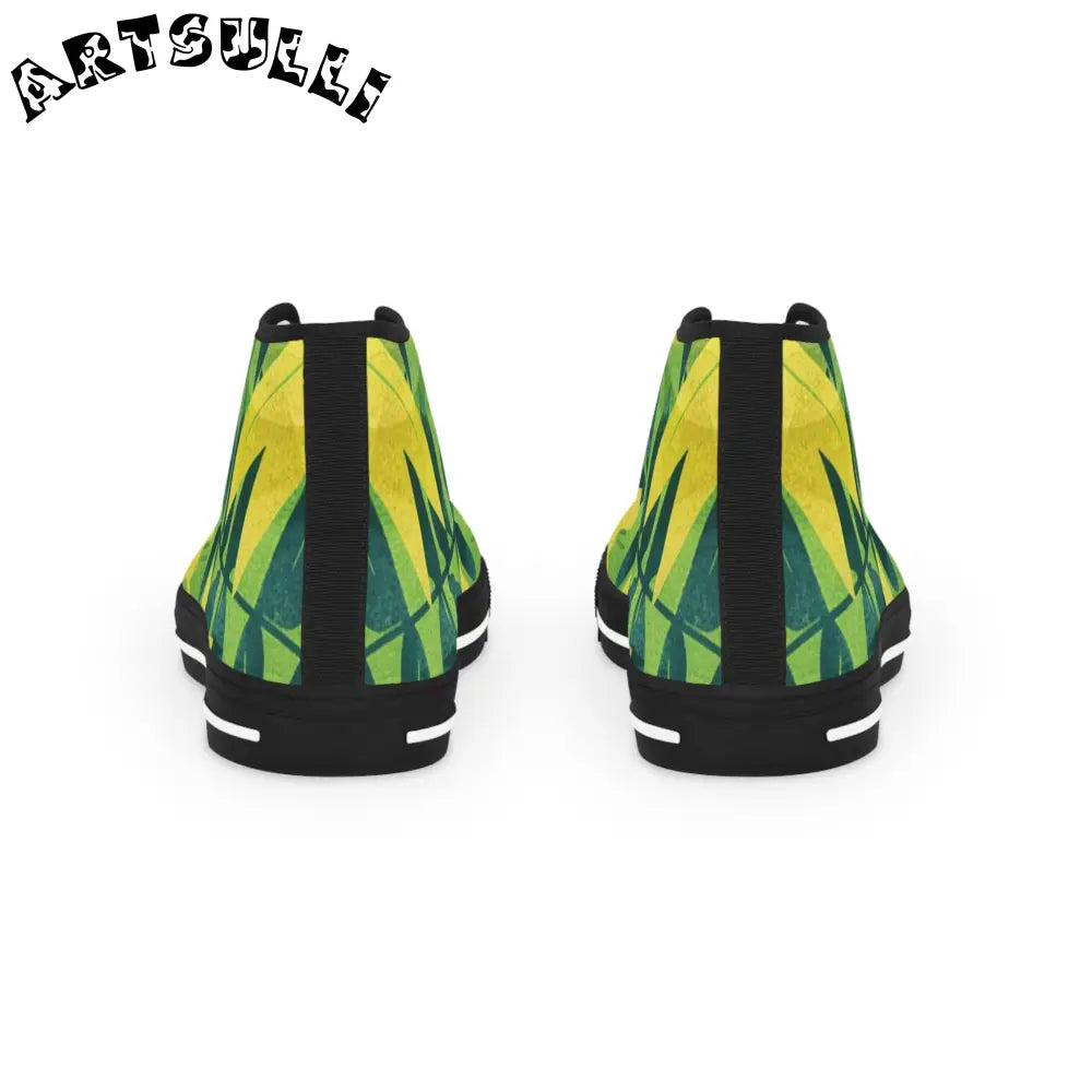Men's Tropical Leaf High Top Sneakers, Artsulli - Art is Long, Life is Short, Shoes, , , , , , , 