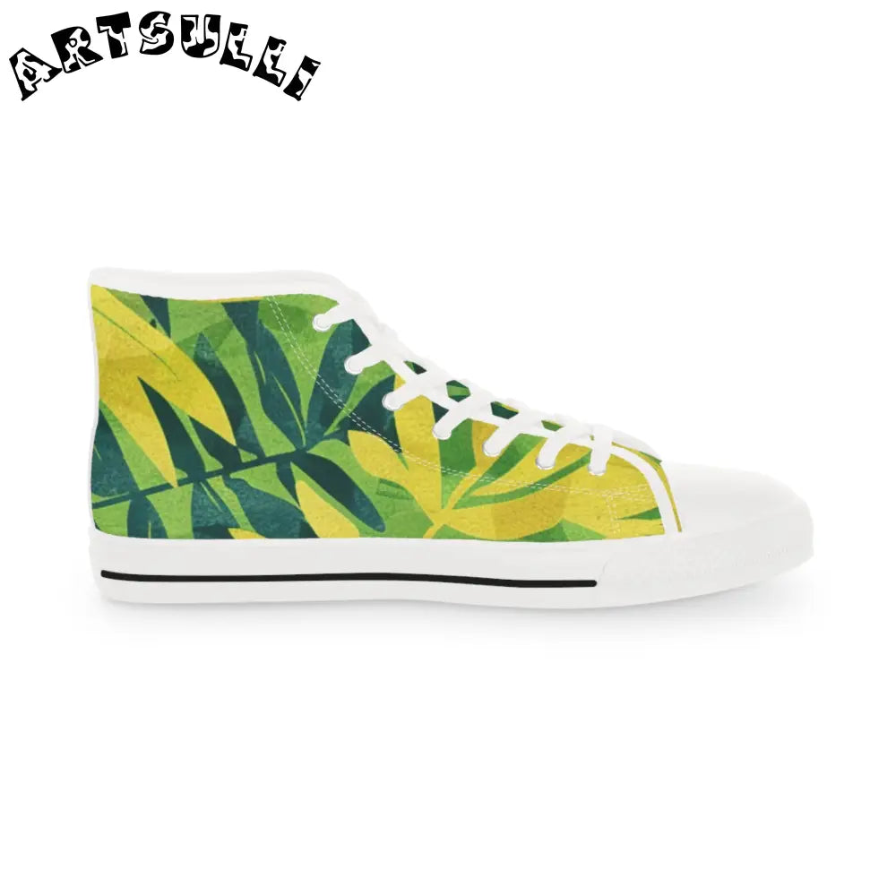 Men's Tropical Leaf High Top Sneakers, Artsulli - Art is Long, Life is Short, Shoes, , , , , , , 