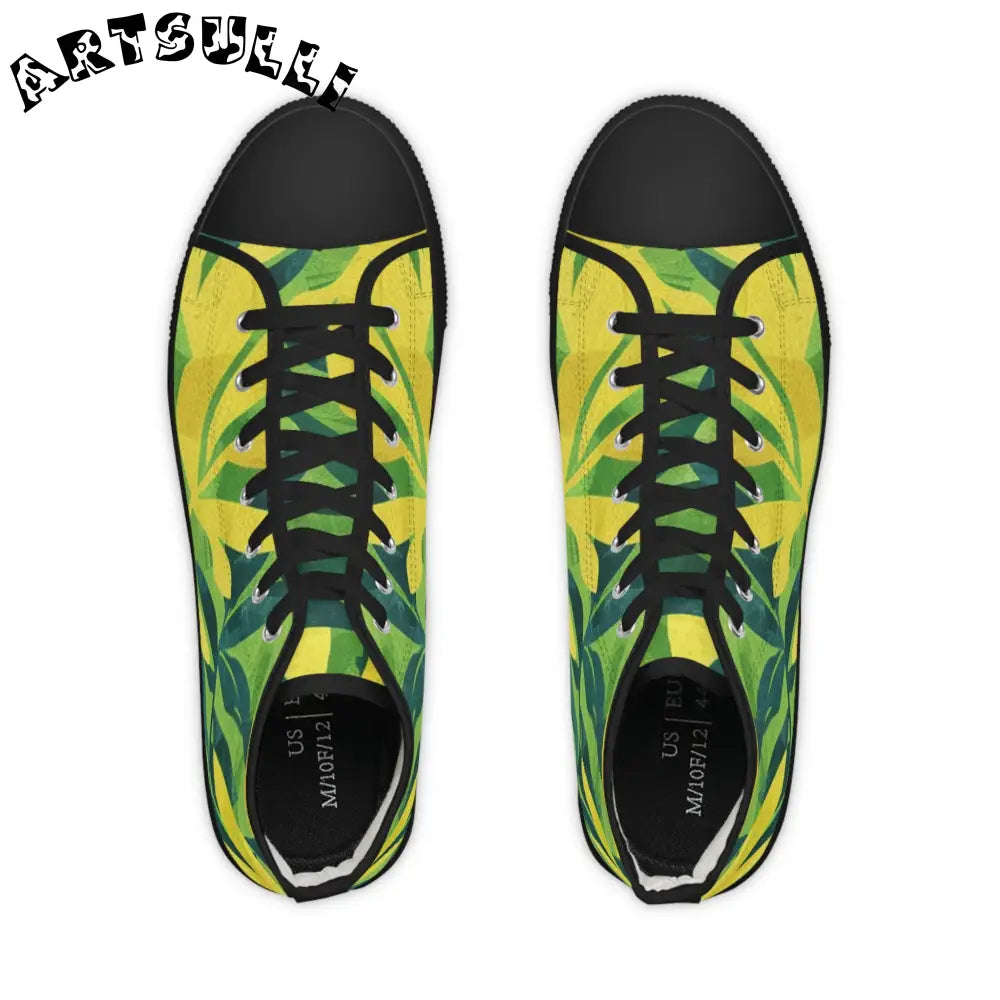 Men's Tropical Leaf High Top Sneakers, Artsulli - Art is Long, Life is Short, Shoes, , , , , , , 