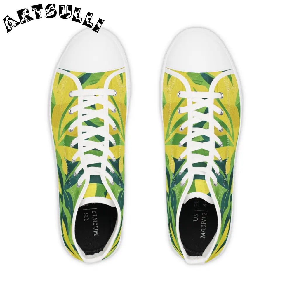 Men's Tropical Leaf High Top Sneakers, Artsulli - Art is Long, Life is Short, Shoes, , , , , , , 