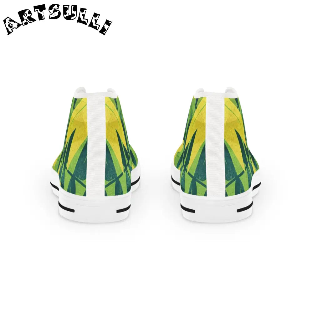 Men's Tropical Leaf High Top Sneakers, Artsulli - Art is Long, Life is Short, Shoes, , , , , , , 