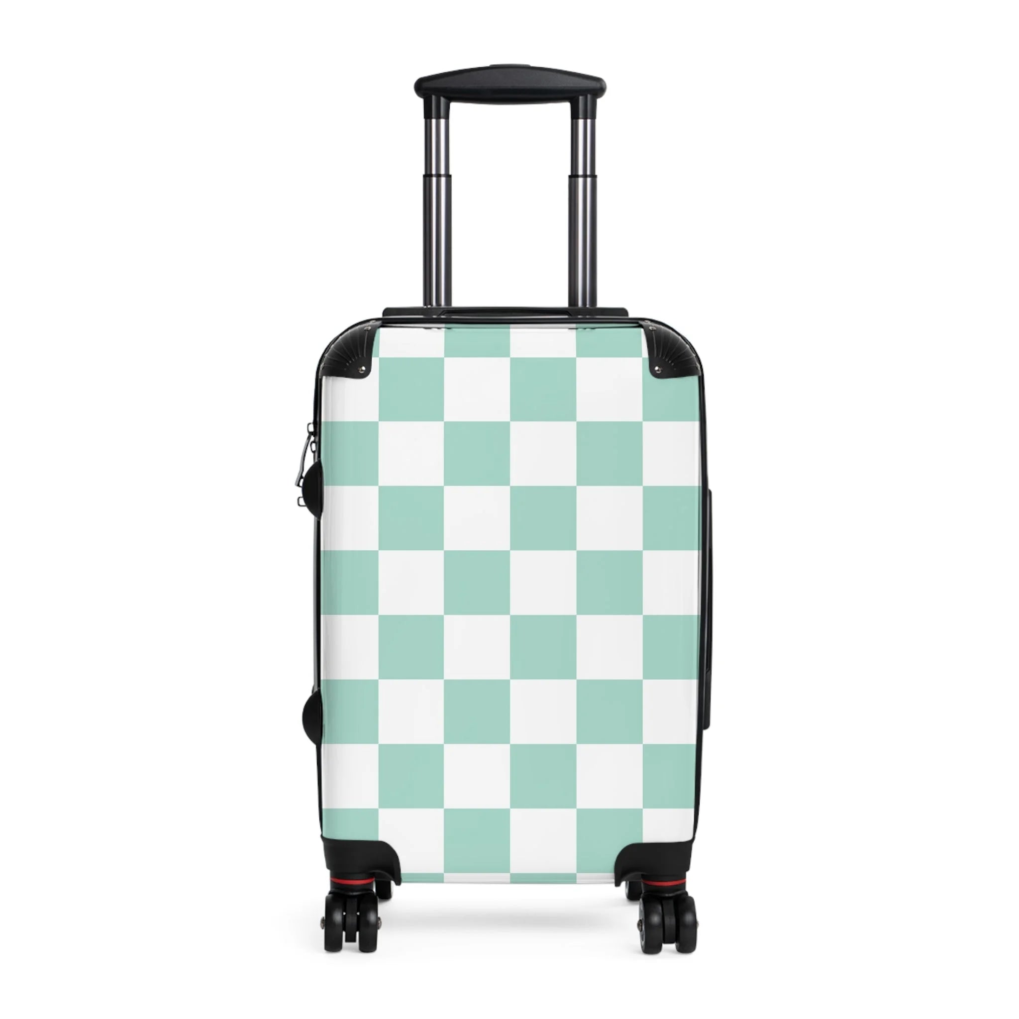 JAKKOUTTHEBXX Mint and White Checkered Suitcase 2025