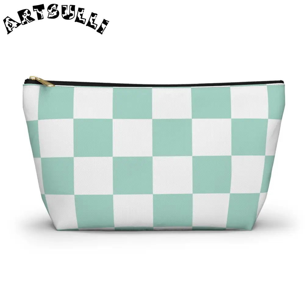 JAKKOUTTHEBXX Mint Checkered T-Bottom Pouch and Pencil Case 2025