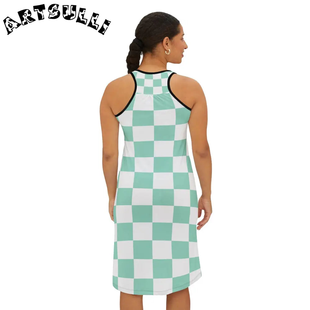 Mint Green Checkerboard Tank Dress, Artsulli - Art is Long, Life is Short, Tank Top, , , , , , , 