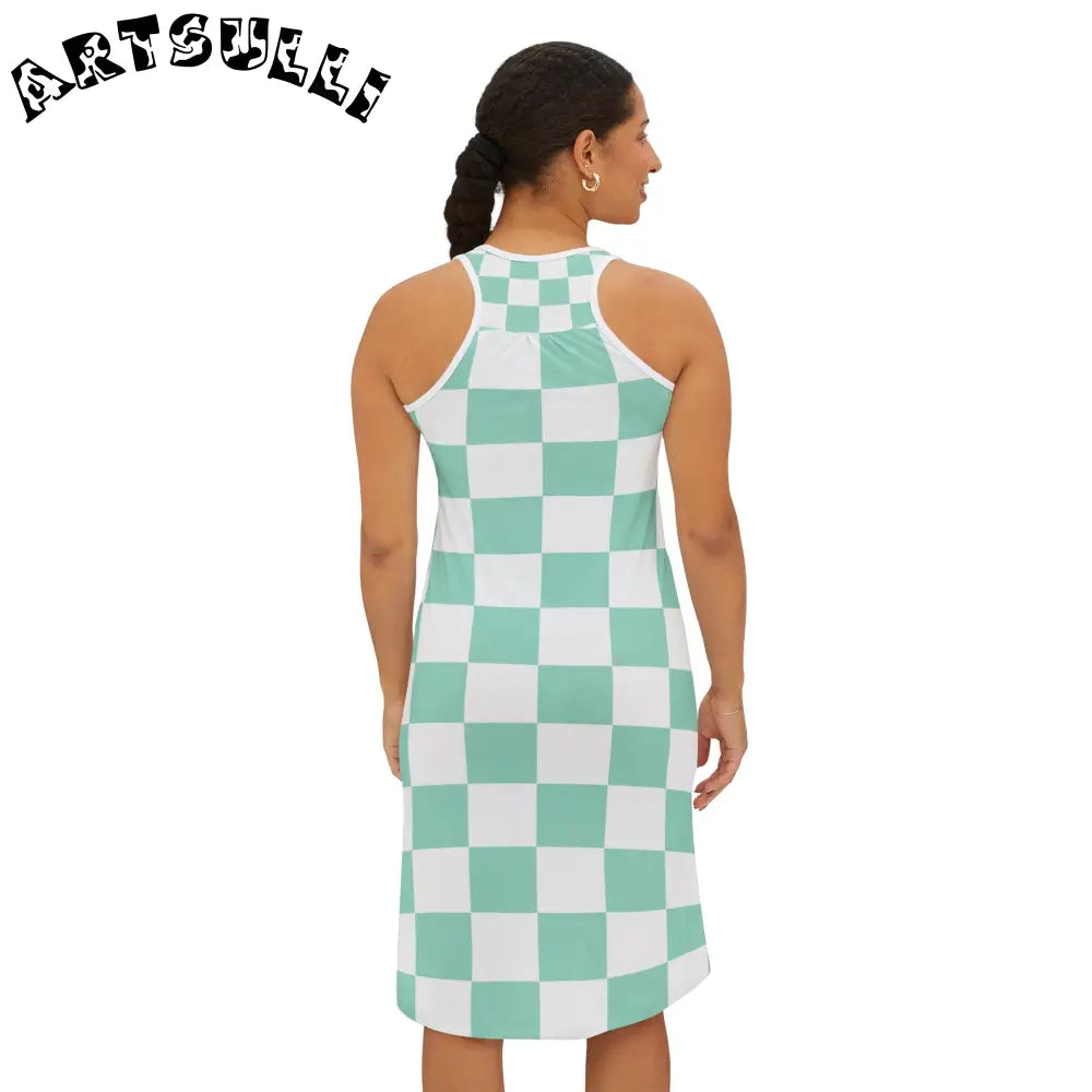 Mint Green Checkerboard Tank Dress, Artsulli - Art is Long, Life is Short, Tank Top, , , , , , , 