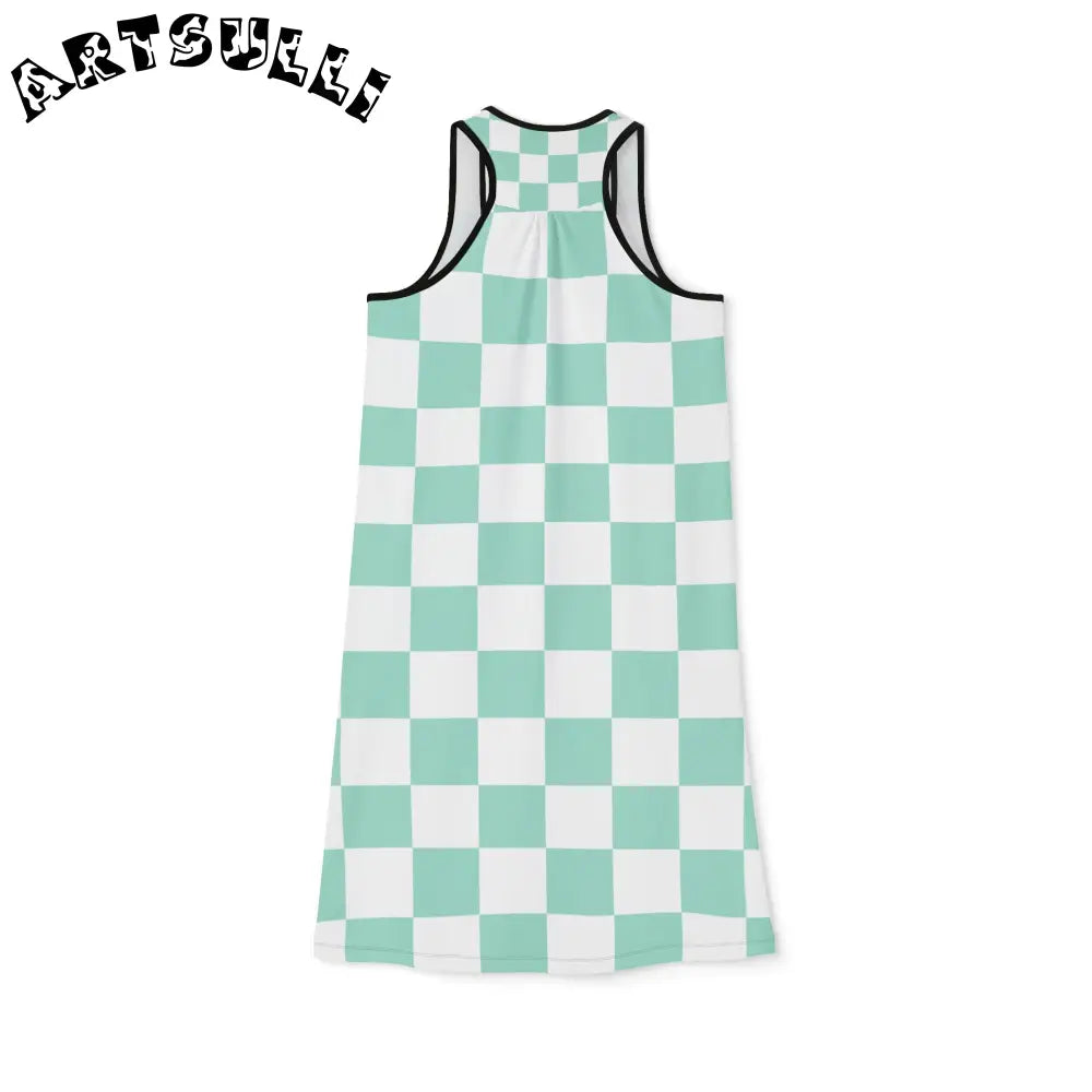 Mint Green Checkerboard Tank Dress, Artsulli - Art is Long, Life is Short, Tank Top, , , , , , , 