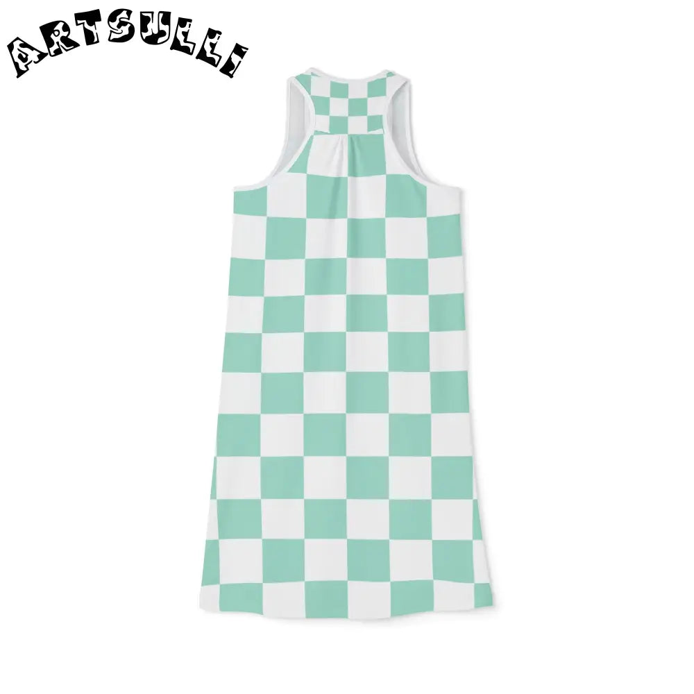 Mint Green Checkerboard Tank Dress, Artsulli - Art is Long, Life is Short, Tank Top, , , , , , , 
