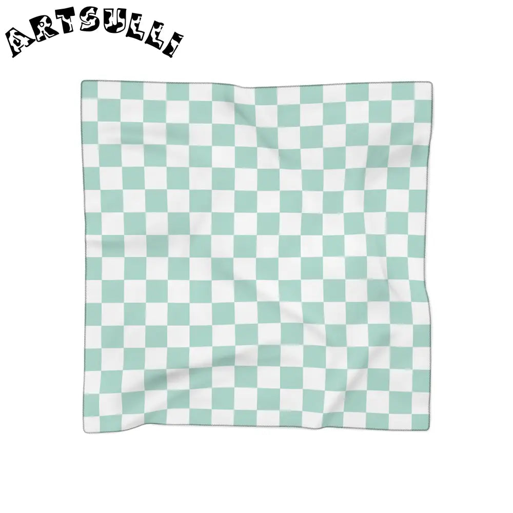 Mint Green Checkered Sheer Scarf, Artsulli - Art is Long, Life is Short, Accessories, Color, Poly chiffon, Size, 25" × 25", , , 16206735650697235184