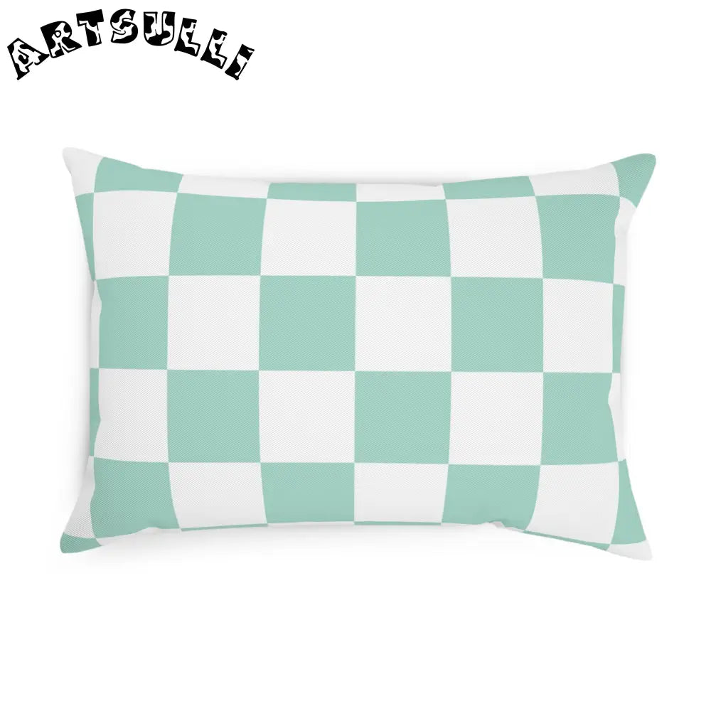 Mint Green Checkered Throw Pillow, Artsulli - Art is Long, Life is Short, Home Decor, , , , , , , 
