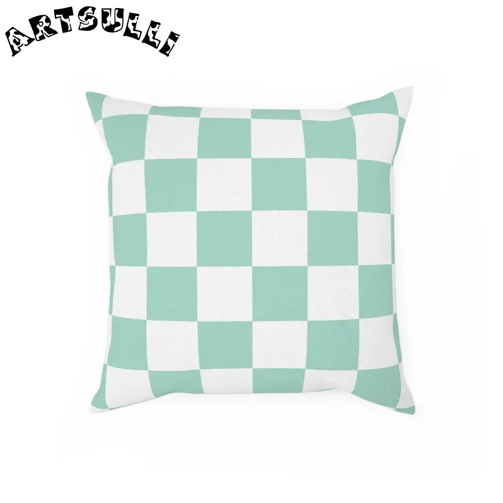 Mint Green Checkered Throw Pillow, Artsulli - Art is Long, Life is Short, Home Decor, Size, 15.7" × 15.7", , , , , 28754160960794840667