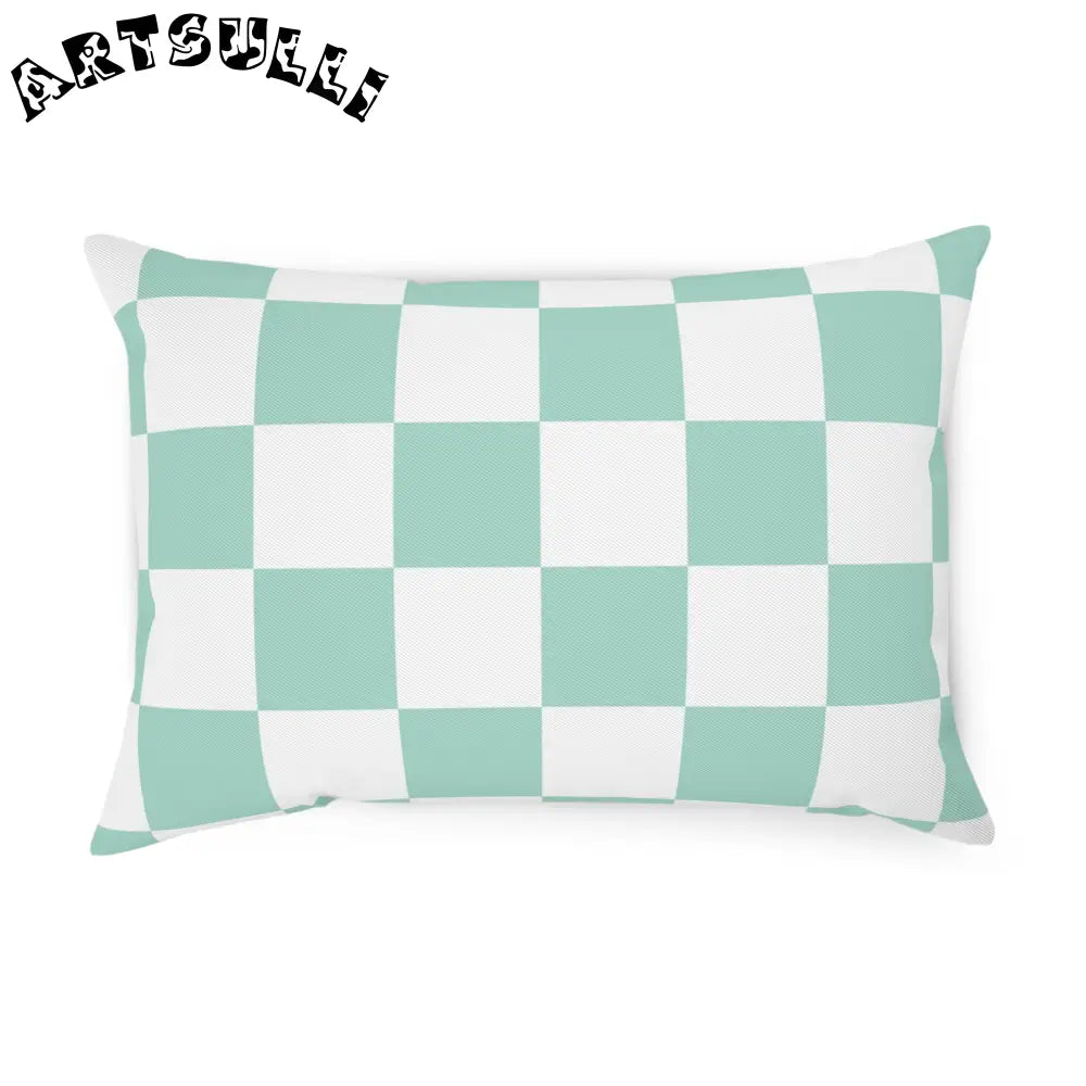 Mint Green Checkered Throw Pillow, Artsulli - Art is Long, Life is Short, Home Decor, Size, 19.7" × 13.8", , , , , 26606470488746189215