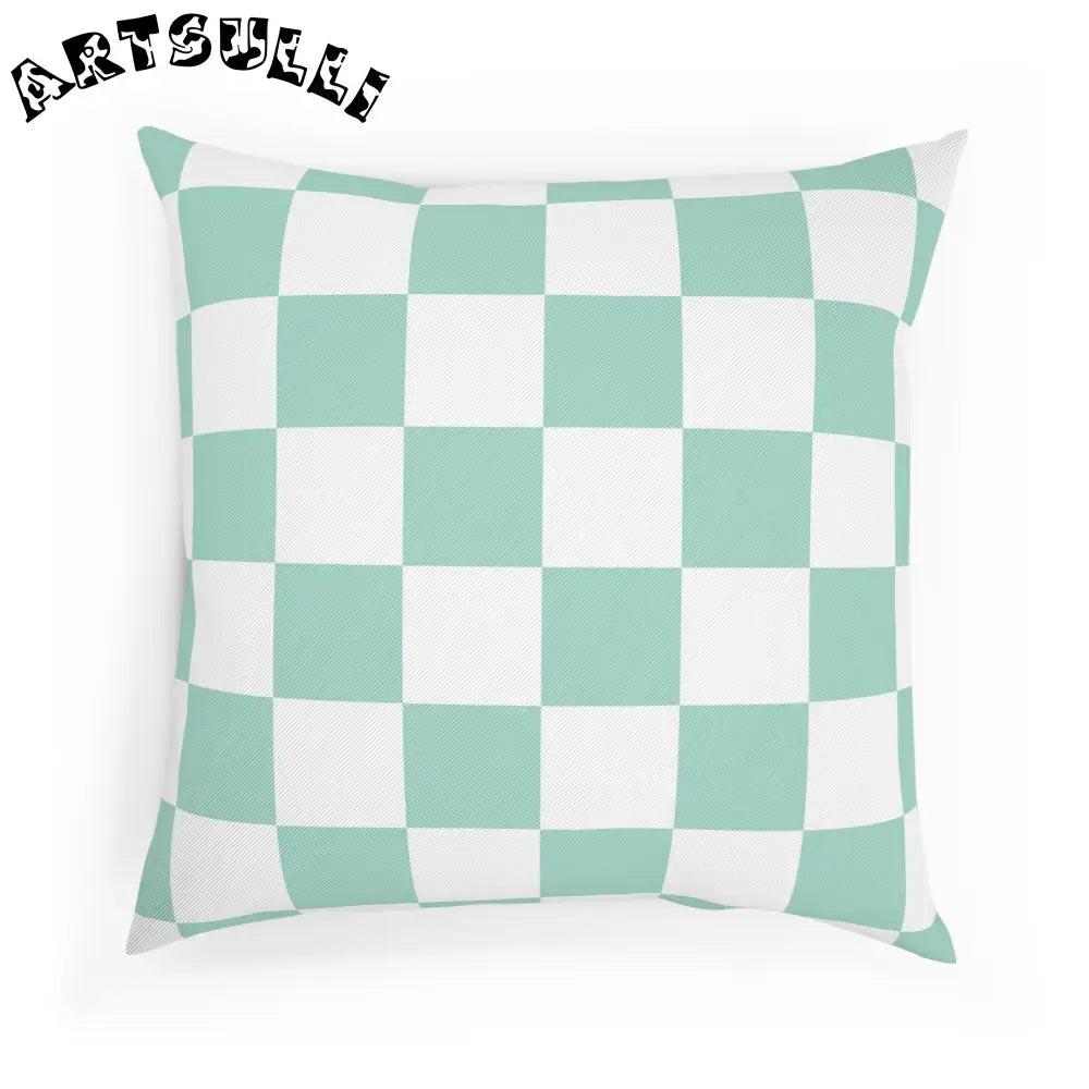 Mint Green Checkered Throw Pillow, Artsulli - Art is Long, Life is Short, Home Decor, , , , , , , 