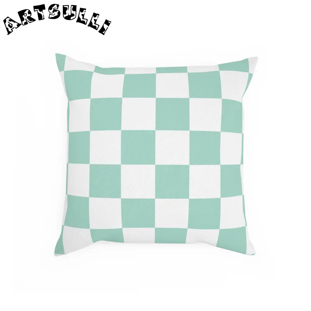Mint Green Checkered Throw Pillow, Artsulli - Art is Long, Life is Short, Home Decor, , , , , , , 