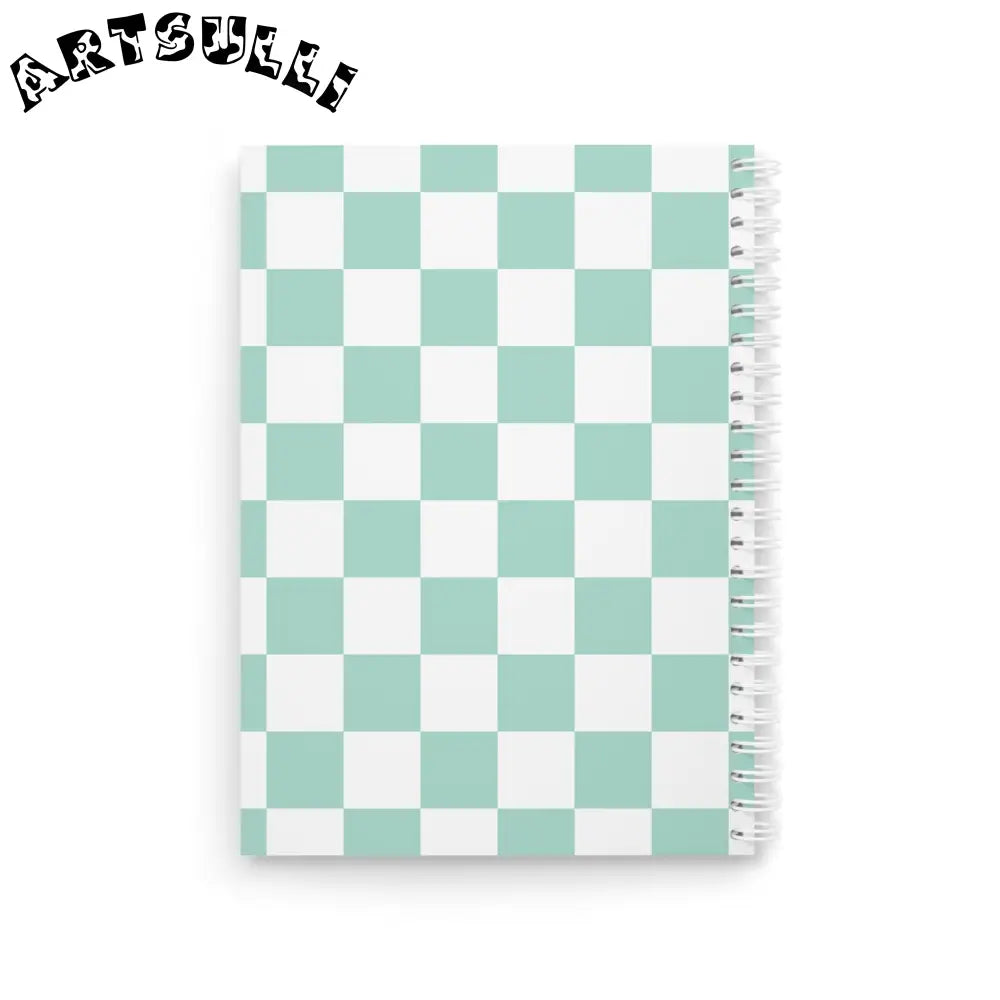 JAKKOUTTHEBXX Mint Green Checkered Wide Ruled Spiral Notebook 2025