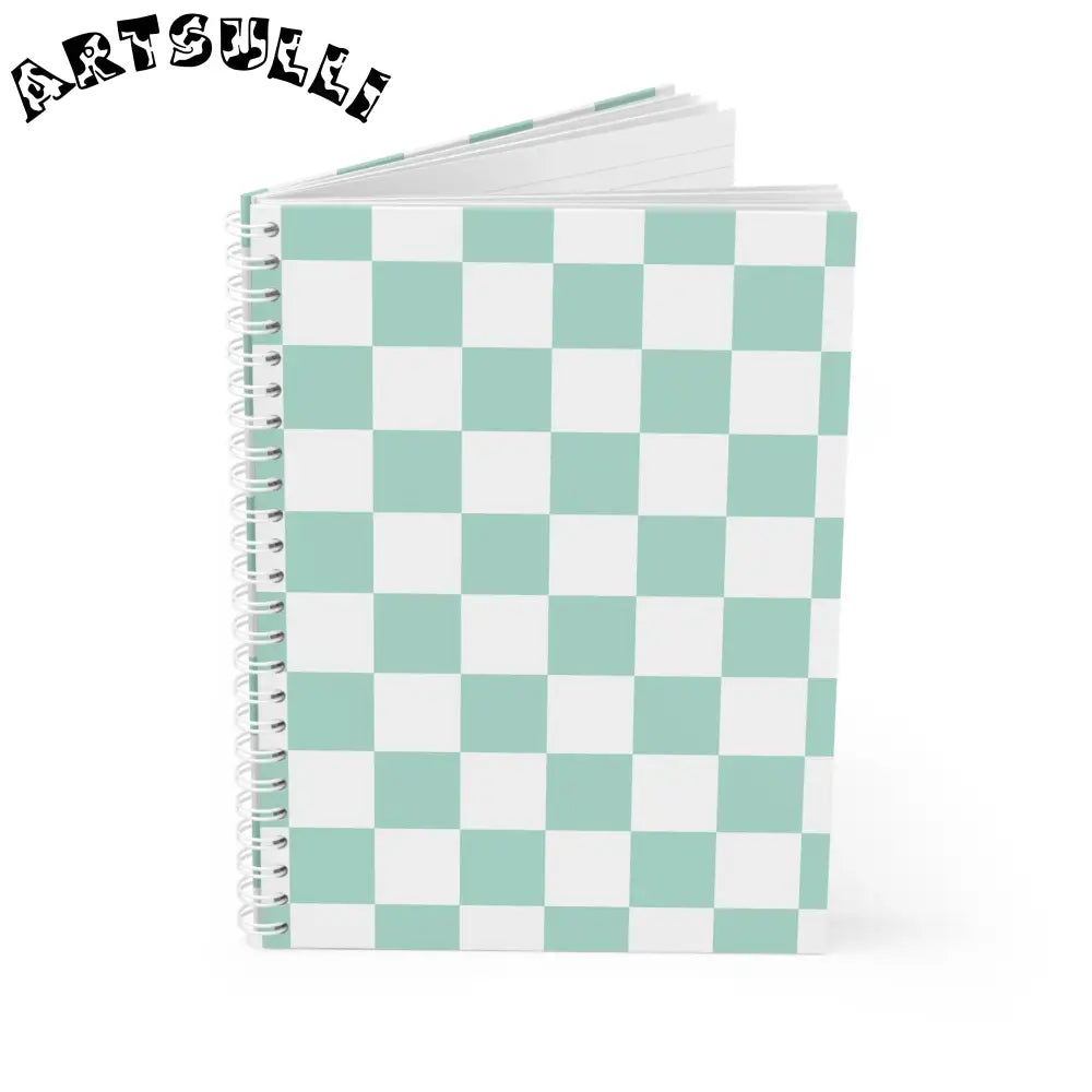 JAKKOUTTHEBXX Mint Green Checkered Wide Ruled Spiral Notebook 2025