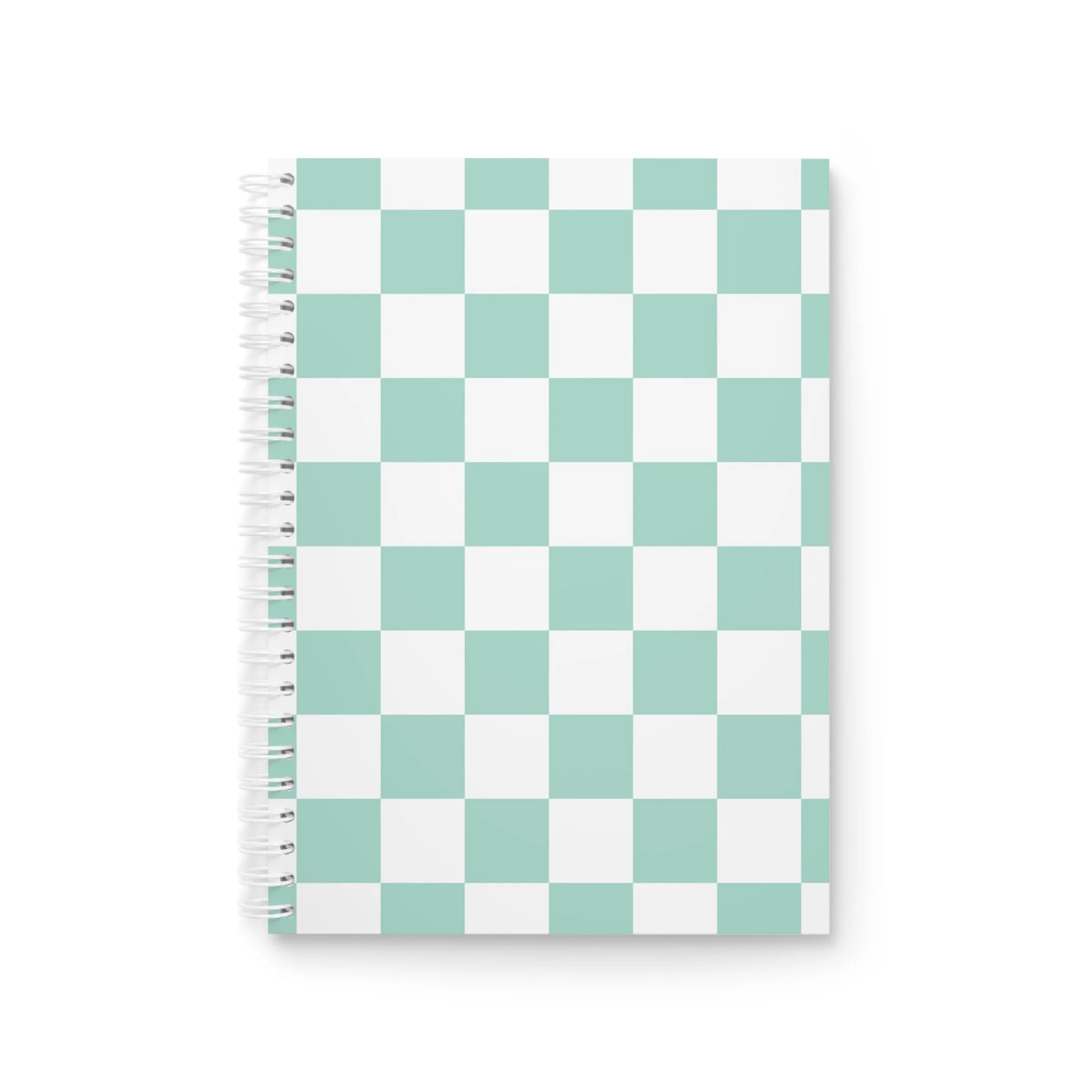 JAKKOUTTHEBXX Mint Green Checkered Wide Ruled Spiral Notebook 2025