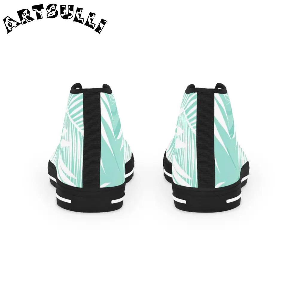 Mint Green Palm Leaf High-Top Sneakers, Artsulli - Art is Long, Life is Short, Shoes, , , , , , , 