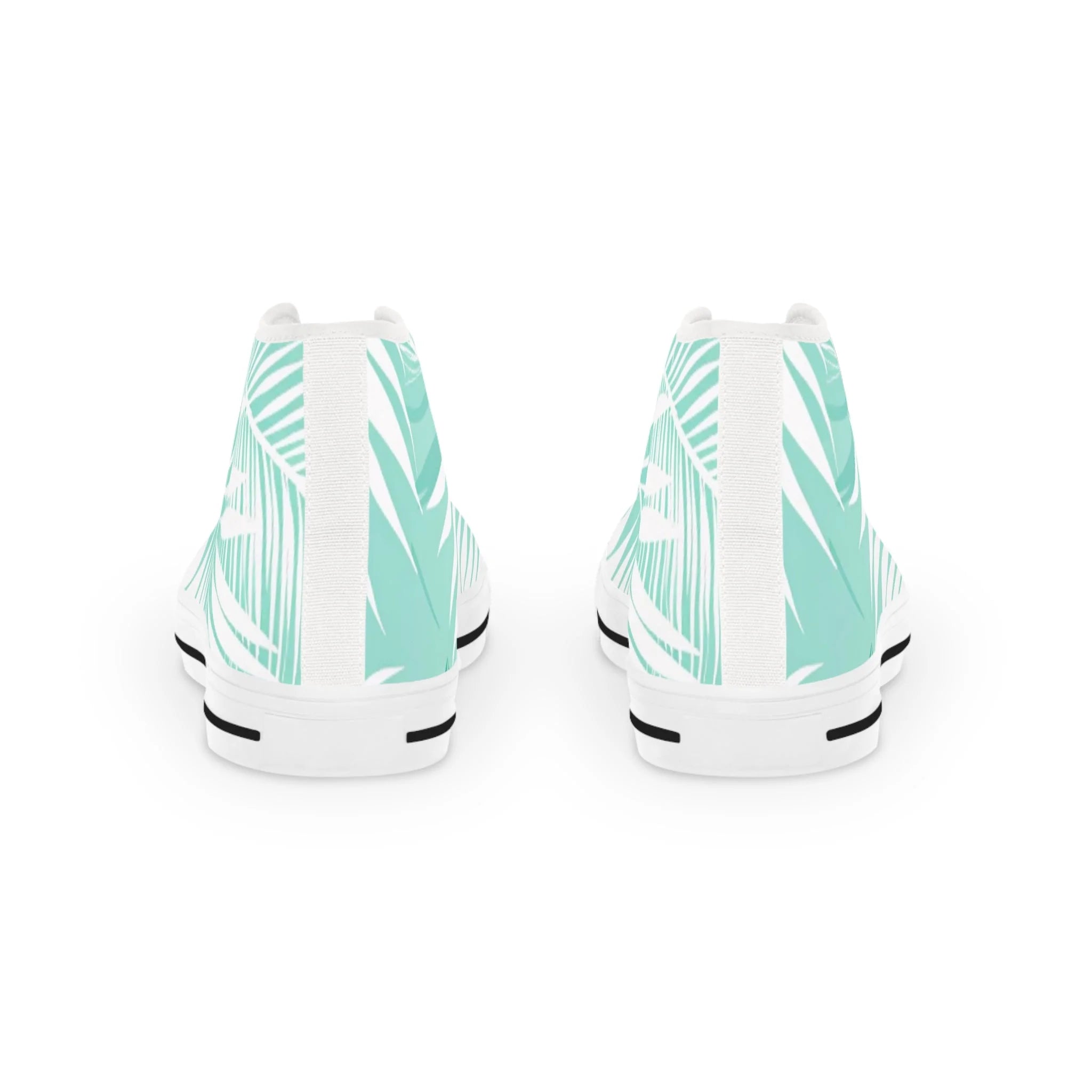 Mint Green Palm Leaf II Men's High-Top Canvas Sneakers, Artsulli - Art is Long, Life is Short, Shoes, , , , , , , 