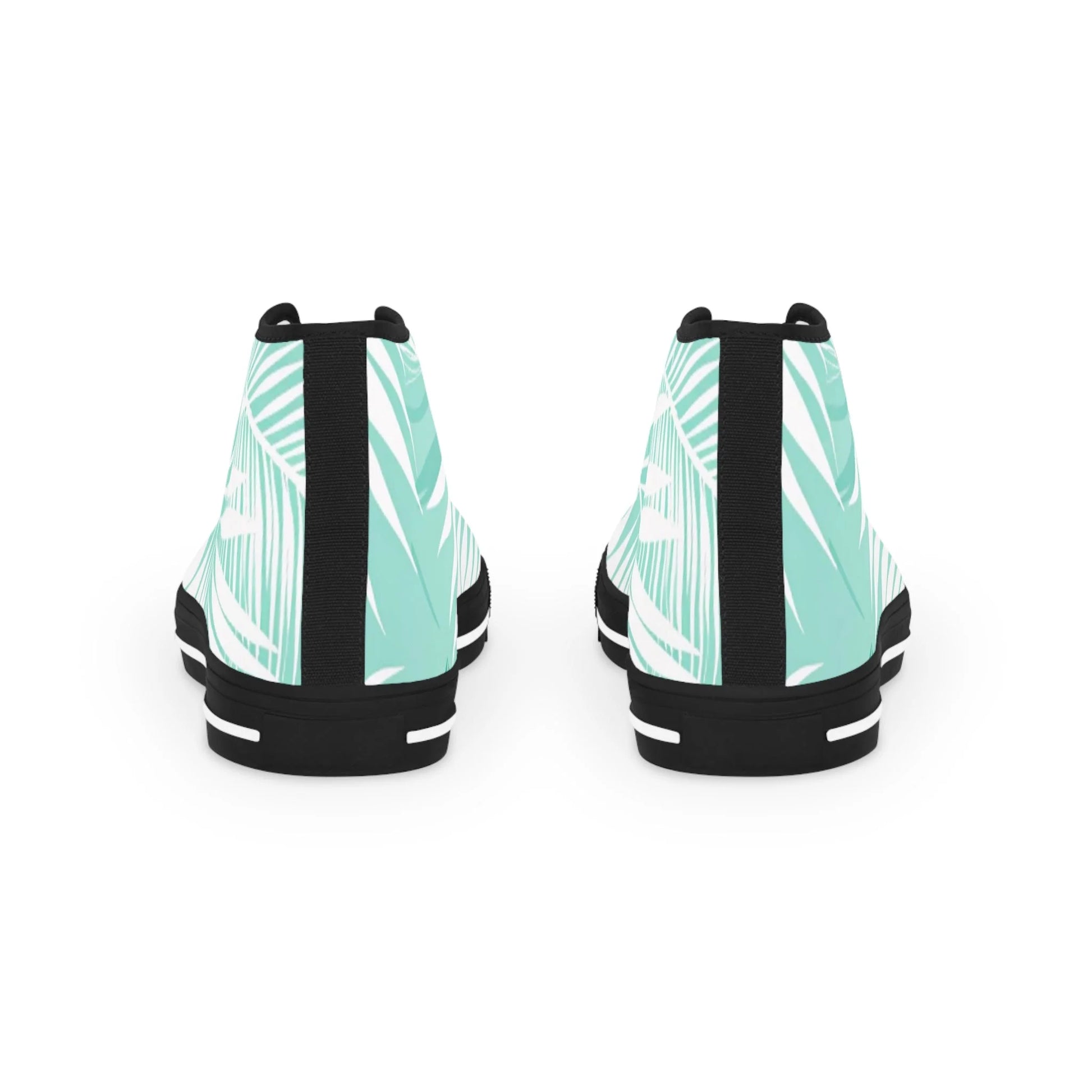 Mint Green Palm Leaf II Men's High-Top Canvas Sneakers, Artsulli - Art is Long, Life is Short, Shoes, , , , , , , 
