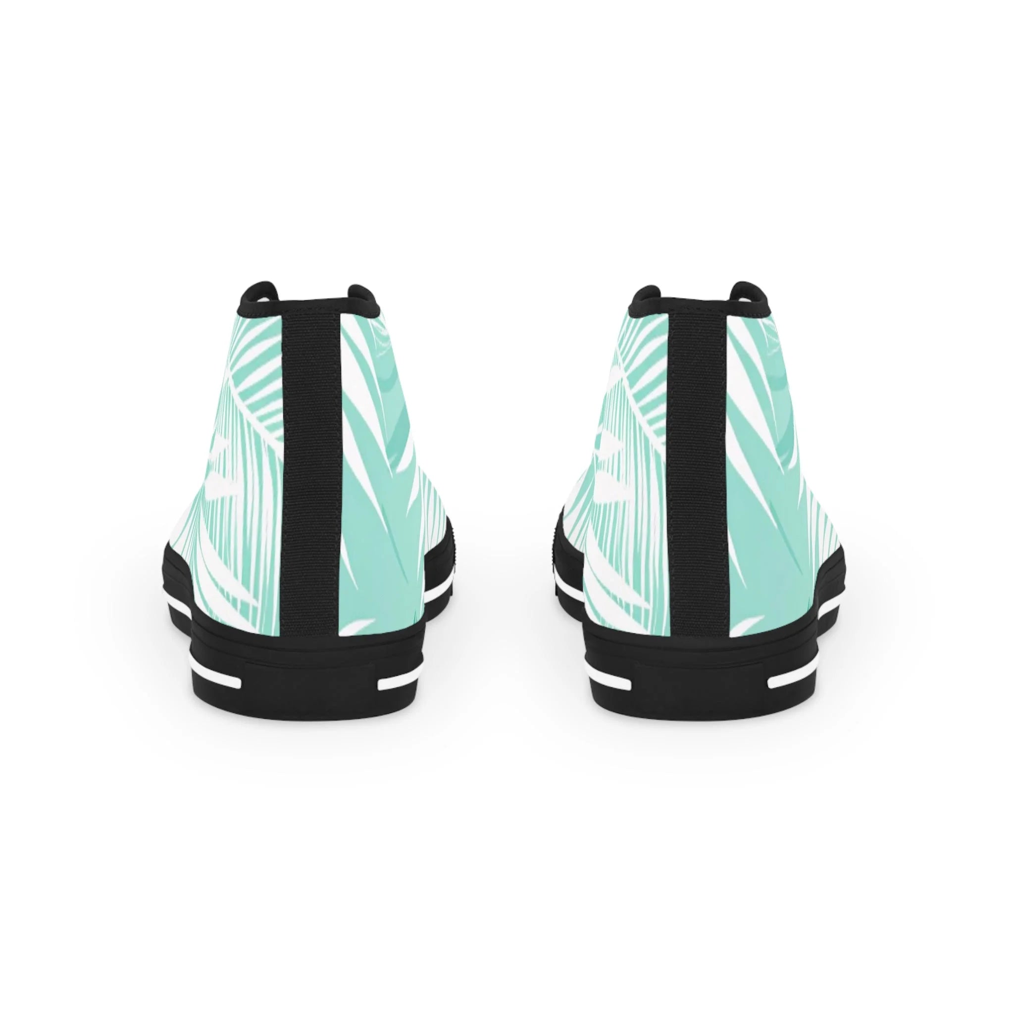 Mint Green Palm Leaf II Men's High-Top Canvas Sneakers, Artsulli - Art is Long, Life is Short, Shoes, , , , , , , 