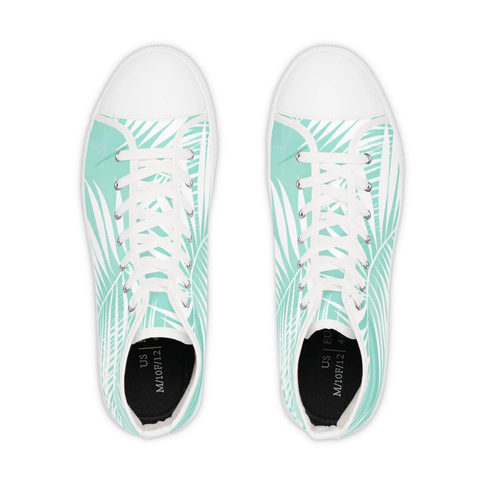 Mint Green Palm Leaf II Men's High-Top Canvas Sneakers, Artsulli - Art is Long, Life is Short, Shoes, , , , , , , 
