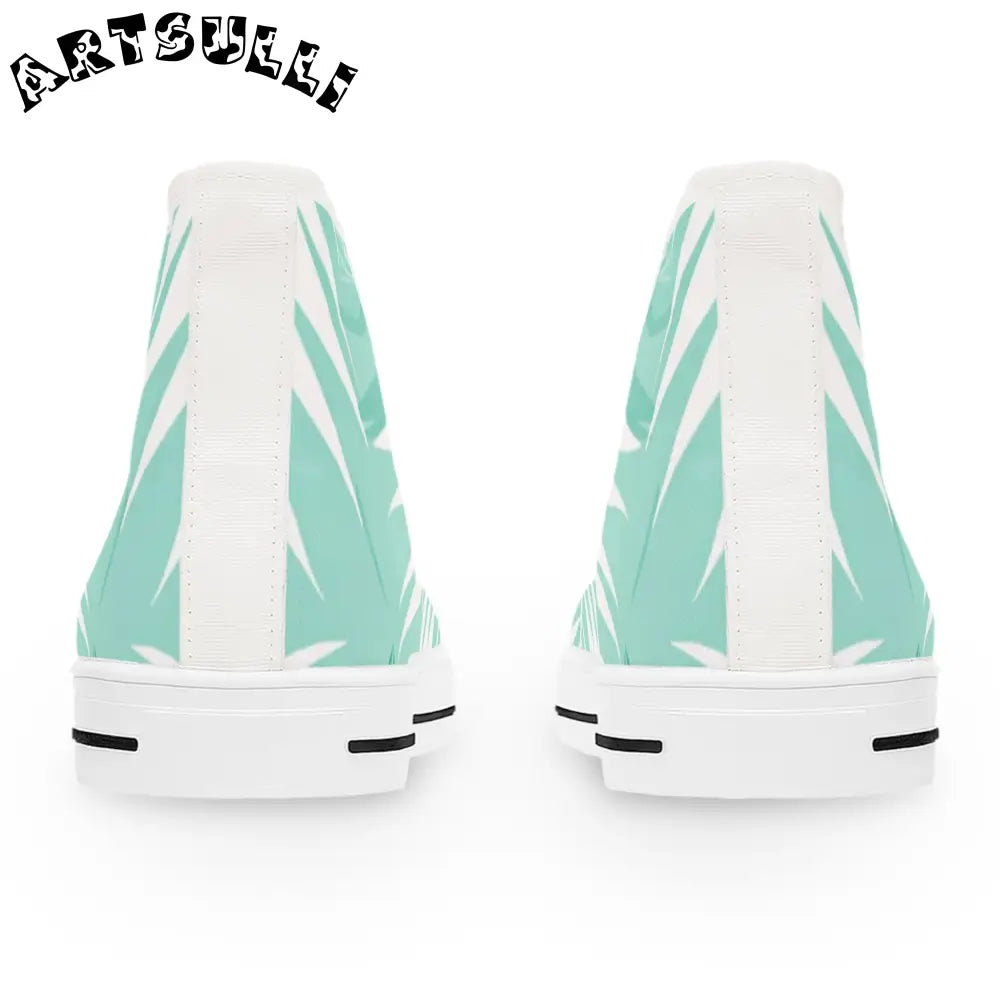 Mint Palm Leaf High Top Canvas Sneakers, Artsulli - Art is Long, Life is Short, Shoes, , , , , , , 