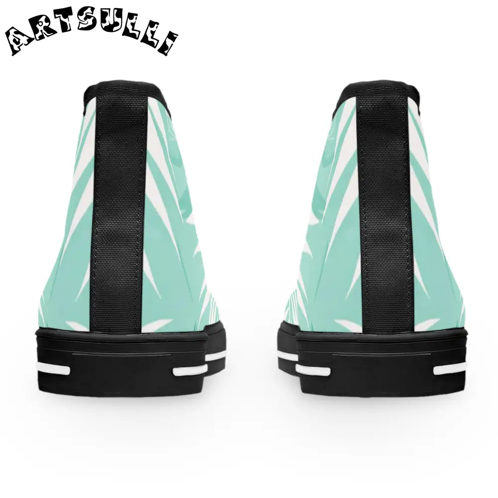 Mint Palm Leaf High Top Canvas Sneakers, Artsulli - Art is Long, Life is Short, Shoes, , , , , , , 