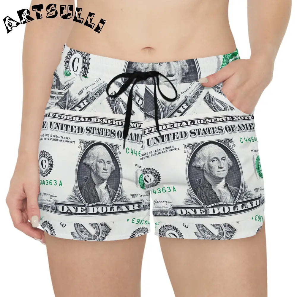 Money Collage Casual Shorts, Artsulli - Art is Long, Life is Short, All Over Prints, , , , , , , 