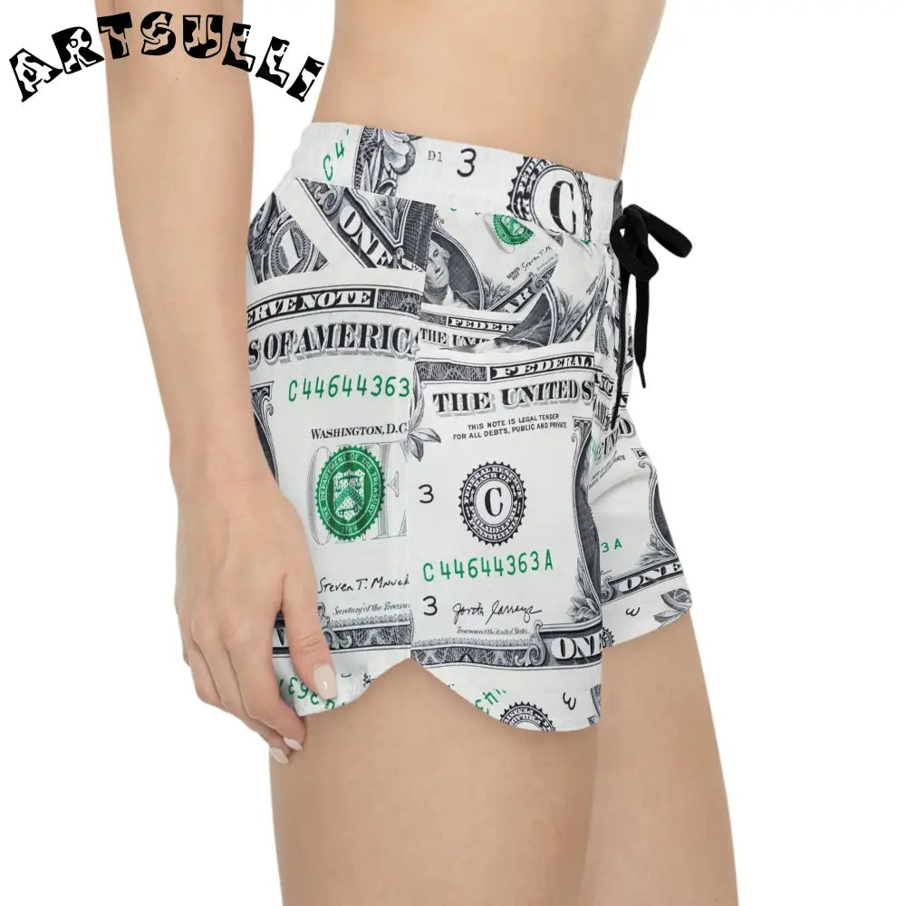 Money Collage Casual Shorts, Artsulli - Art is Long, Life is Short, All Over Prints, , , , , , , 