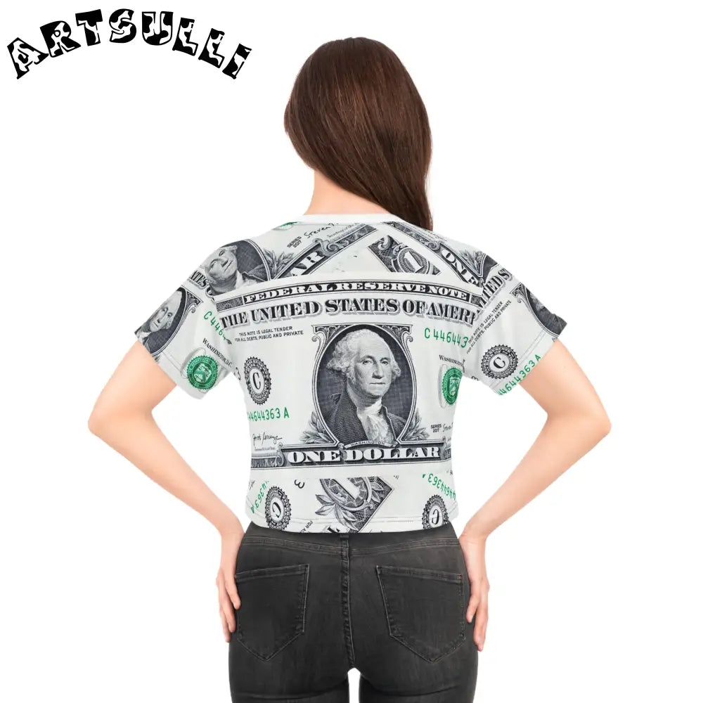 Money Collage Crop Tee, Artsulli - Art is Long, Life is Short, All Over Prints, , , , , , , 