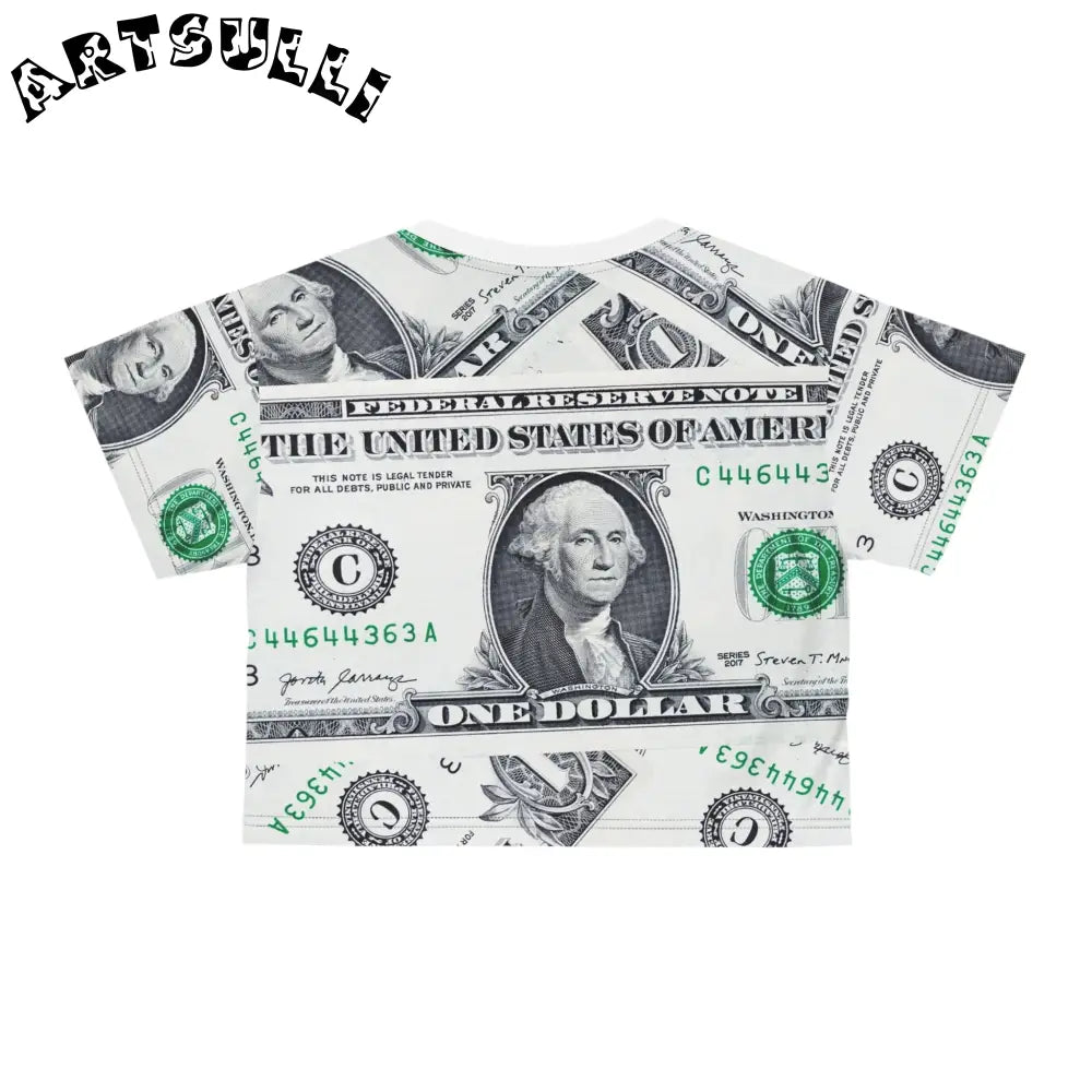 Money Collage Crop Tee, Artsulli - Art is Long, Life is Short, All Over Prints, , , , , , , 