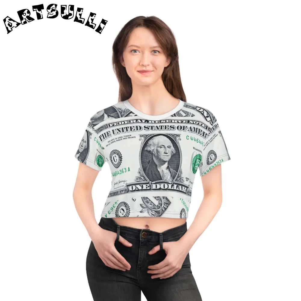 Money Collage Crop Tee, Artsulli - Art is Long, Life is Short, All Over Prints, , , , , , , 