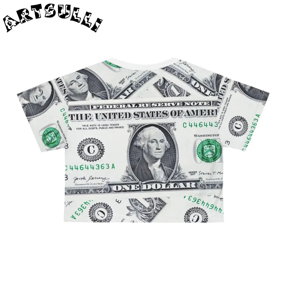 Money Collage Crop Tee, Artsulli - Art is Long, Life is Short, All Over Prints, , , , , , , 