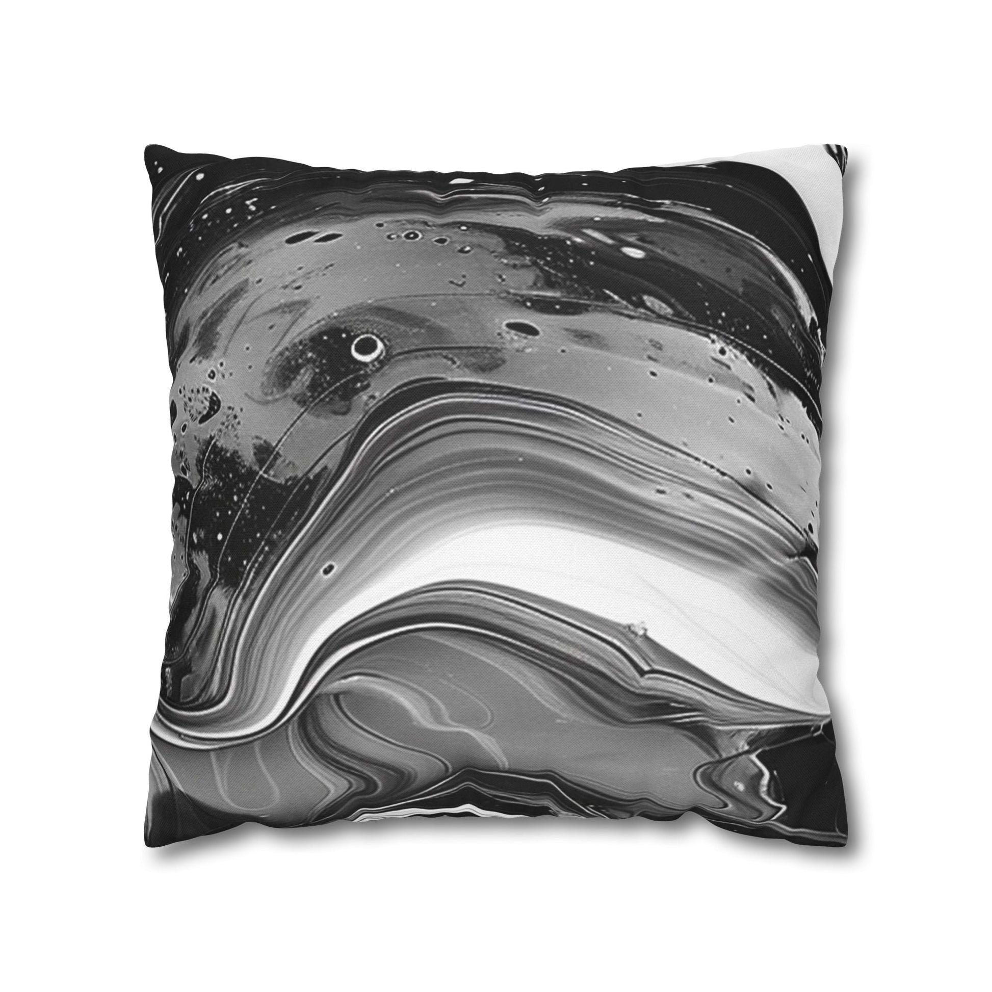Monochrome Abstract Art Throw Pillow, Artsulli - Art is Long, Life is Short, Home Decor, Size, 18" × 18", , , , , 38151462569831707521