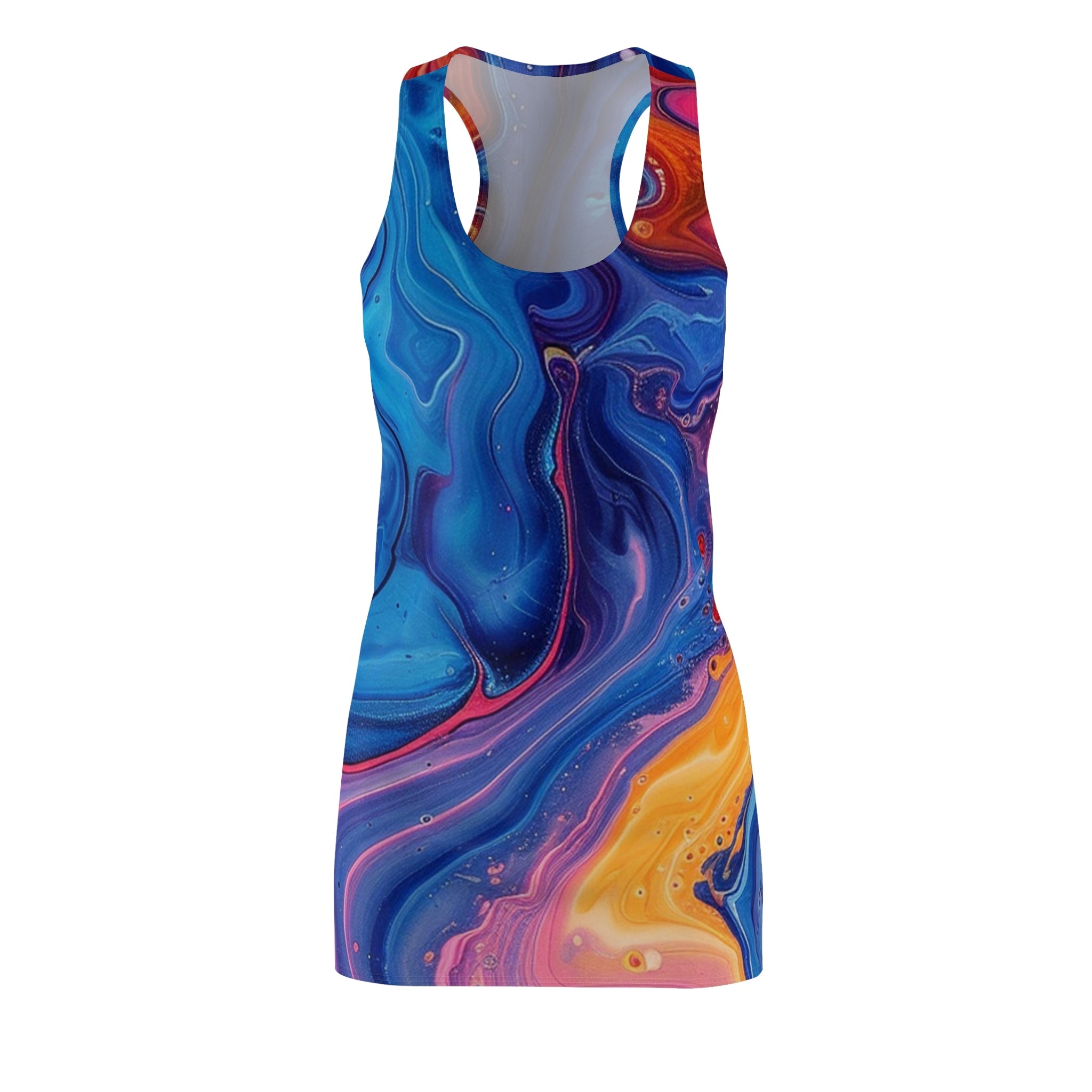 Multicolor Marble Racerback Dress, Artsulli - Art is Long, Life is Short, All Over Prints, Size, XS, , , , , 28578483256236110575