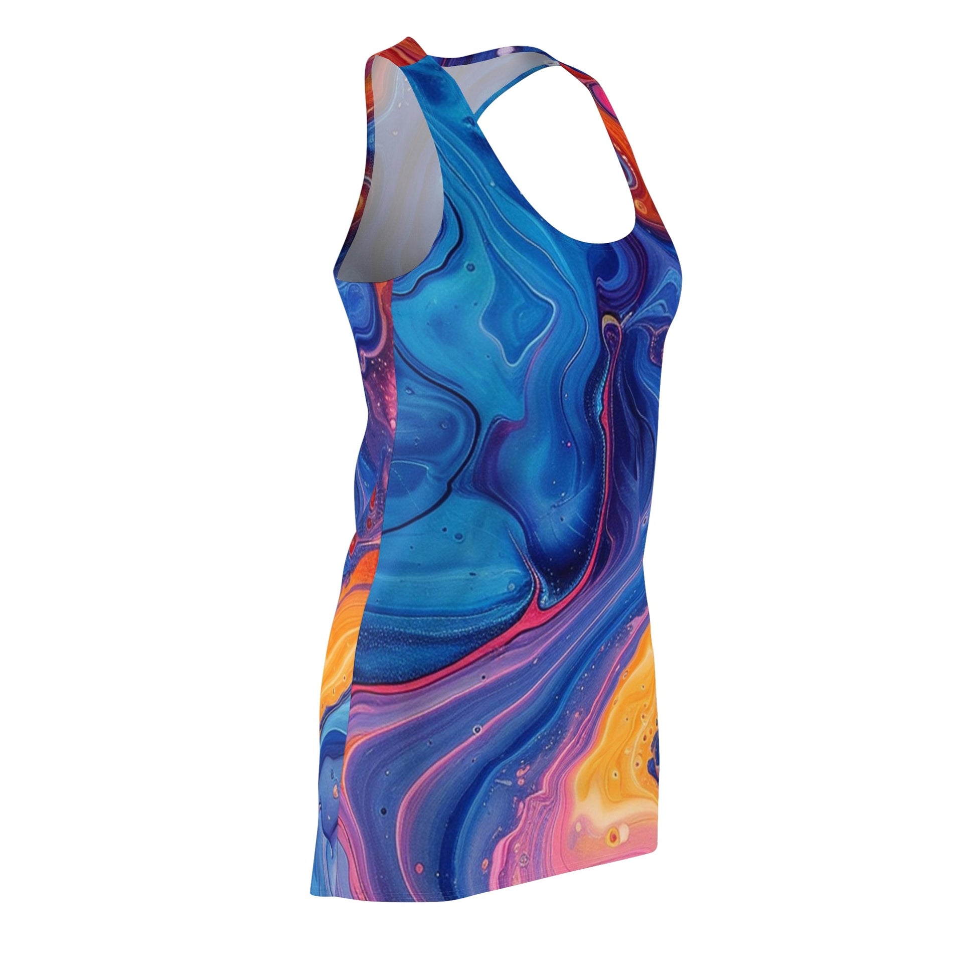 Multicolor Marble Racerback Dress, Artsulli - Art is Long, Life is Short, All Over Prints, , , , , , , 