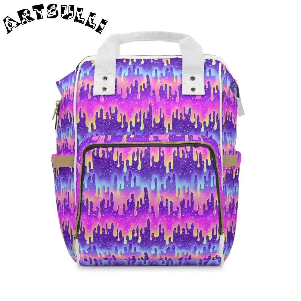 JAKKOUTTHEBXX Purple and Pink Galaxy Drip Diaper Backpack 2025