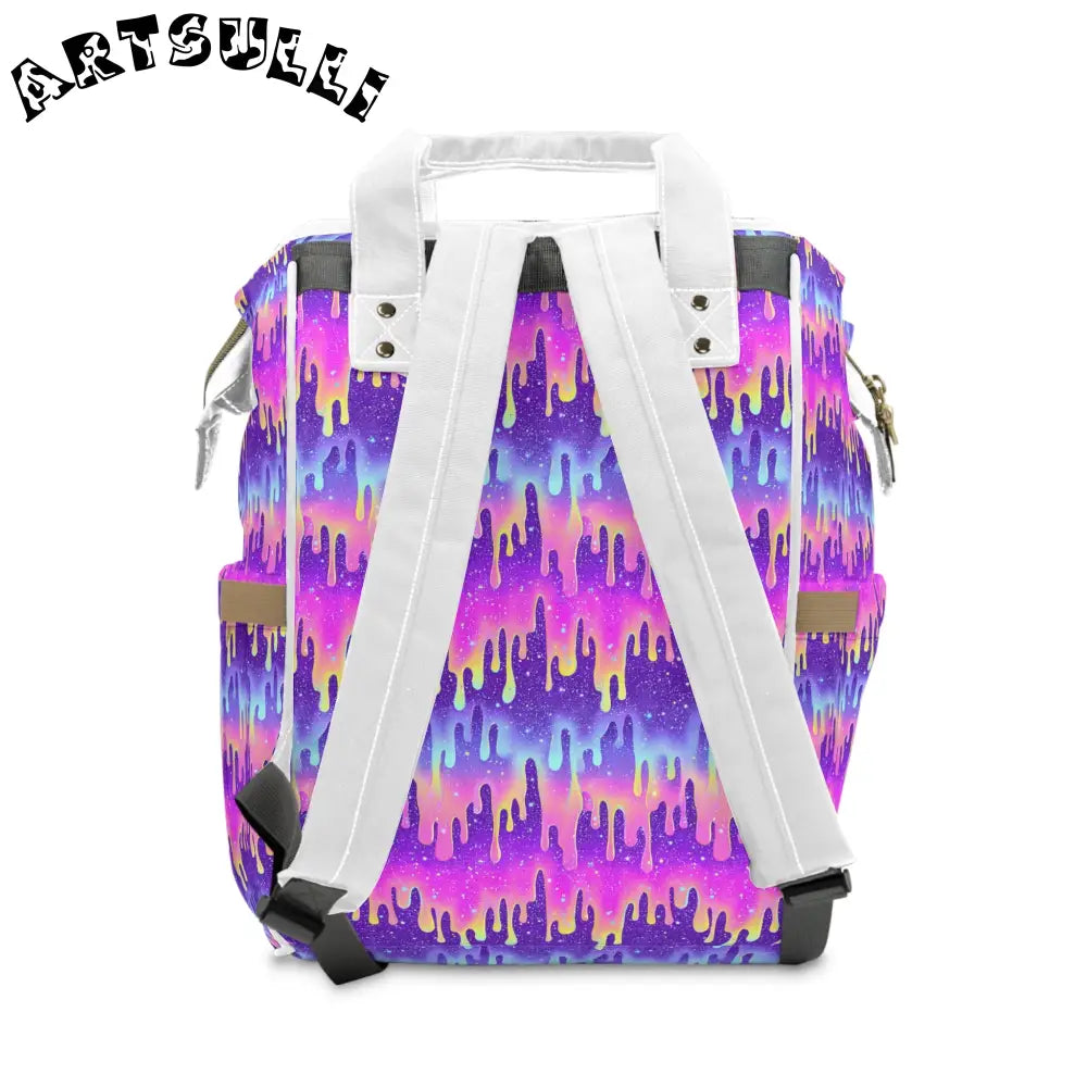 JAKKOUTTHEBXX Purple and Pink Galaxy Drip Diaper Backpack 2025