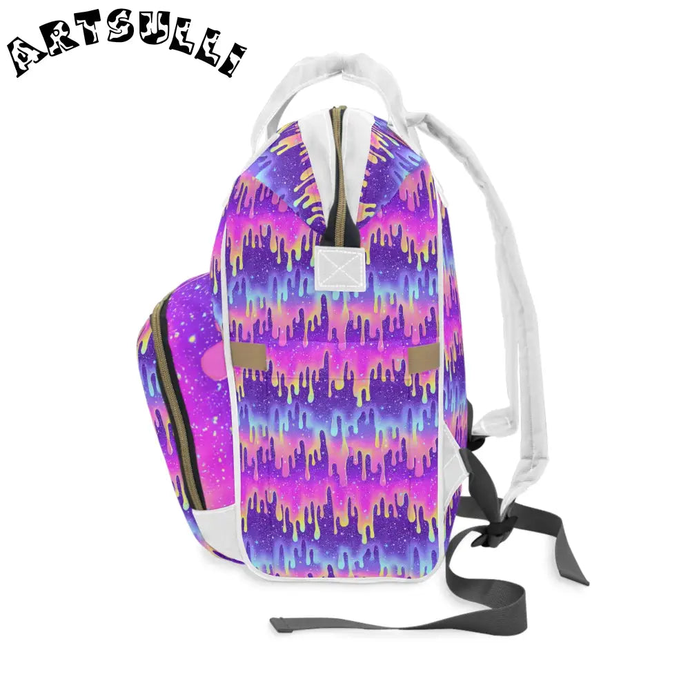 JAKKOUTTHEBXX Purple and Pink Galaxy Drip Diaper Backpack 2025