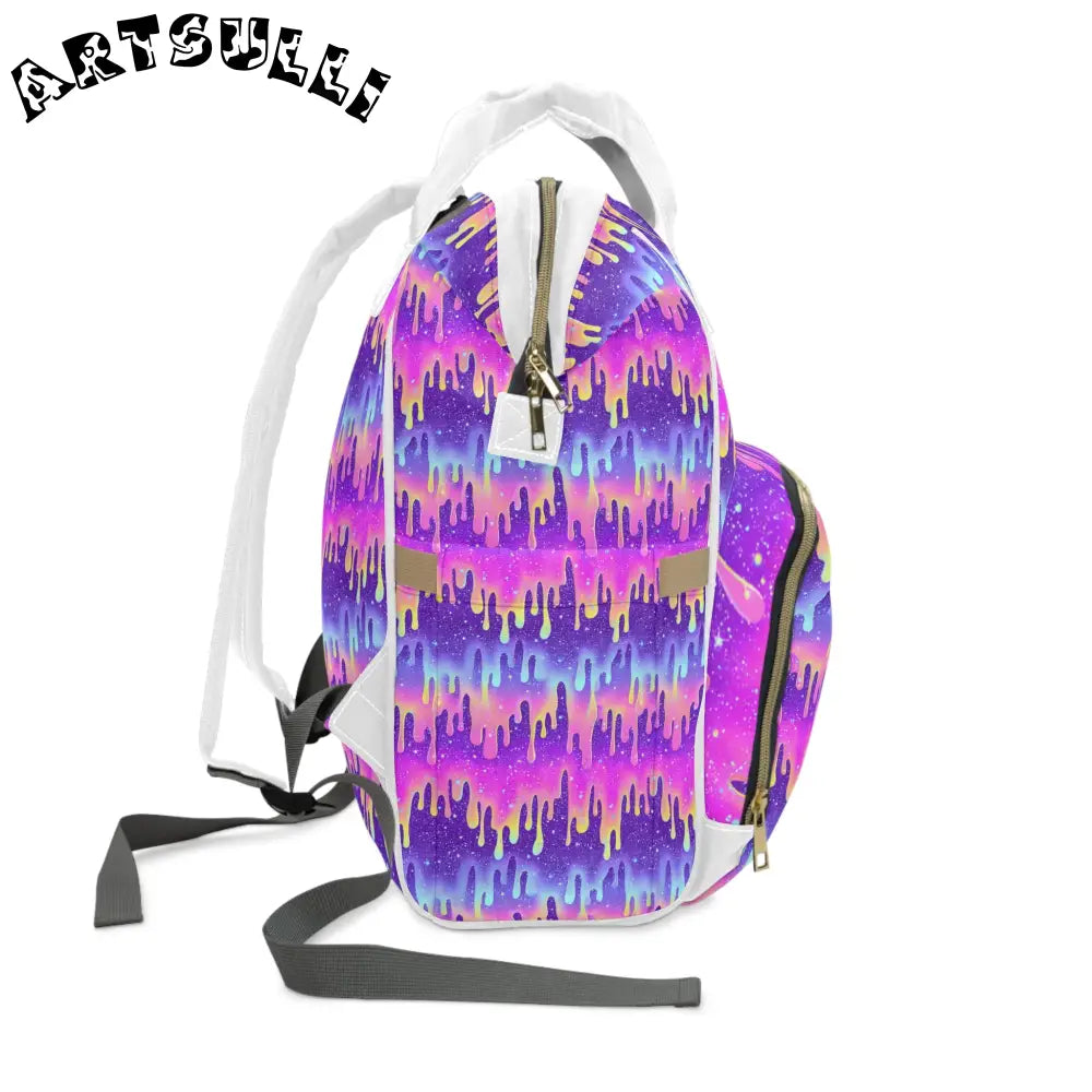 JAKKOUTTHEBXX Purple and Pink Galaxy Drip Diaper Backpack 2025