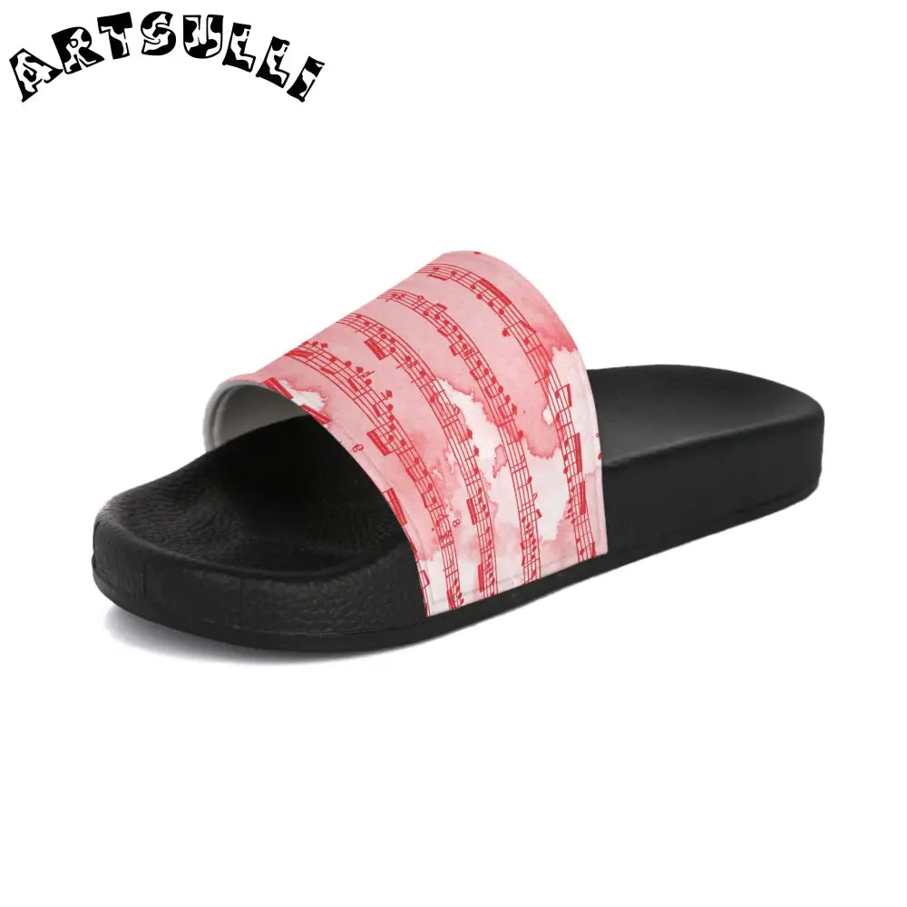 Music Art Printed Slide Sandals, Artsulli - Art is Long, Life is Short, Shoes, , , , , , , 