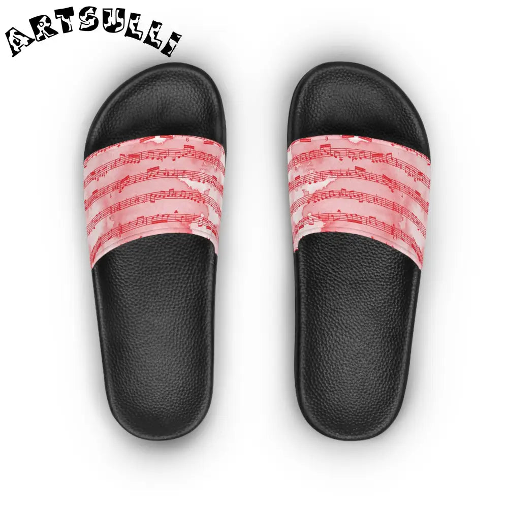 Music Art Printed Slide Sandals, Artsulli - Art is Long, Life is Short, Shoes, , , , , , , 