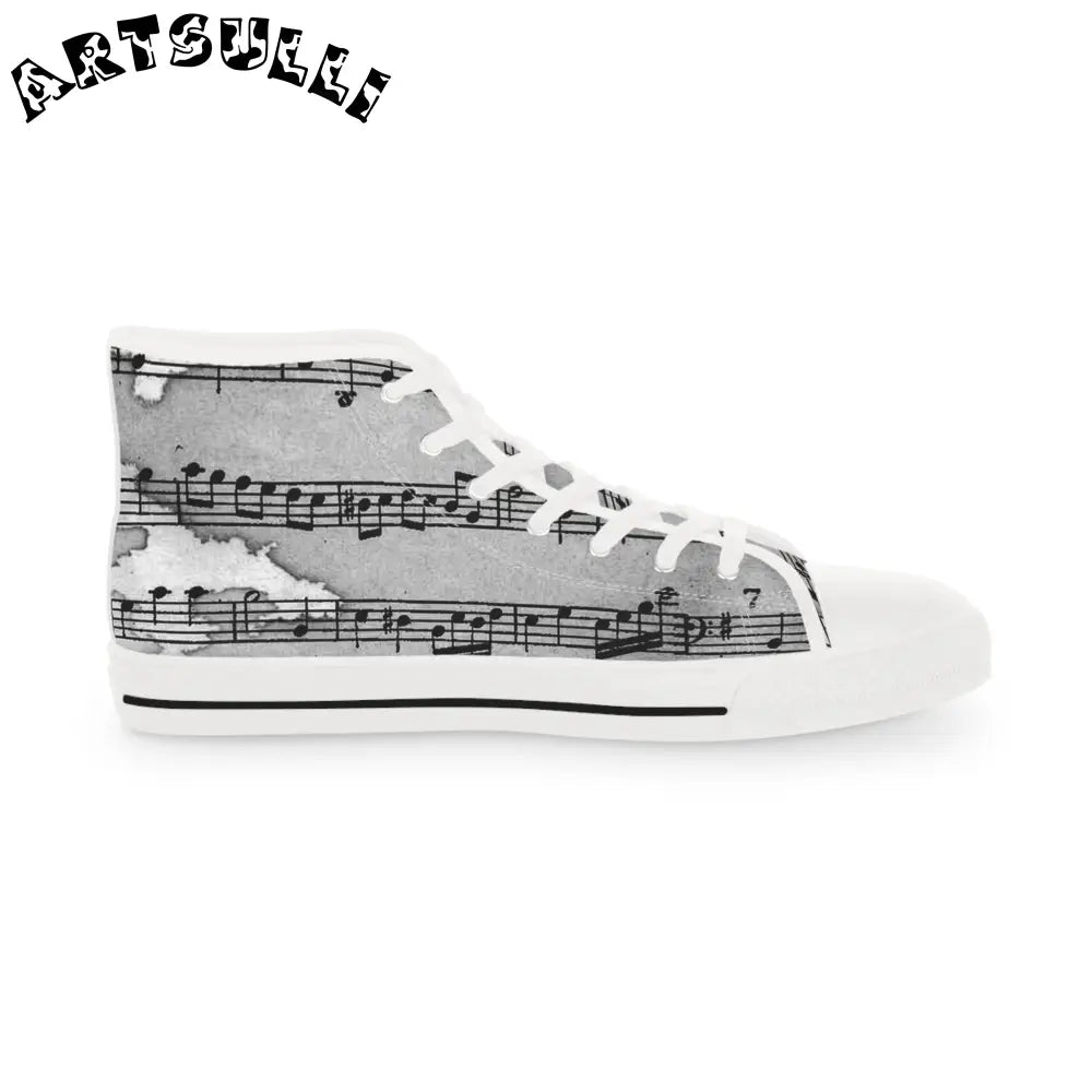 Music Note Art Printed High Top Sneakers, Artsulli - Art is Long, Life is Short, Shoes, , , , , , , 
