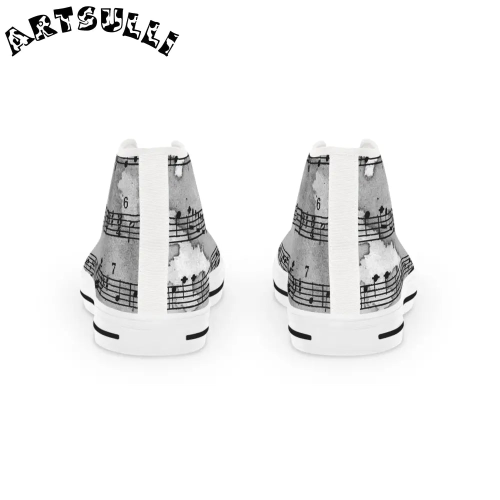 Music Note Art Printed High Top Sneakers, Artsulli - Art is Long, Life is Short, Shoes, , , , , , , 