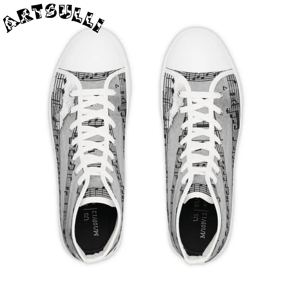 Music Note Art Printed High Top Sneakers, Artsulli - Art is Long, Life is Short, Shoes, , , , , , , 