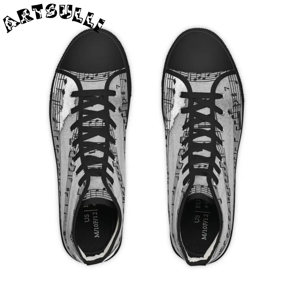 Music Note Art Printed High Top Sneakers, Artsulli - Art is Long, Life is Short, Shoes, , , , , , , 