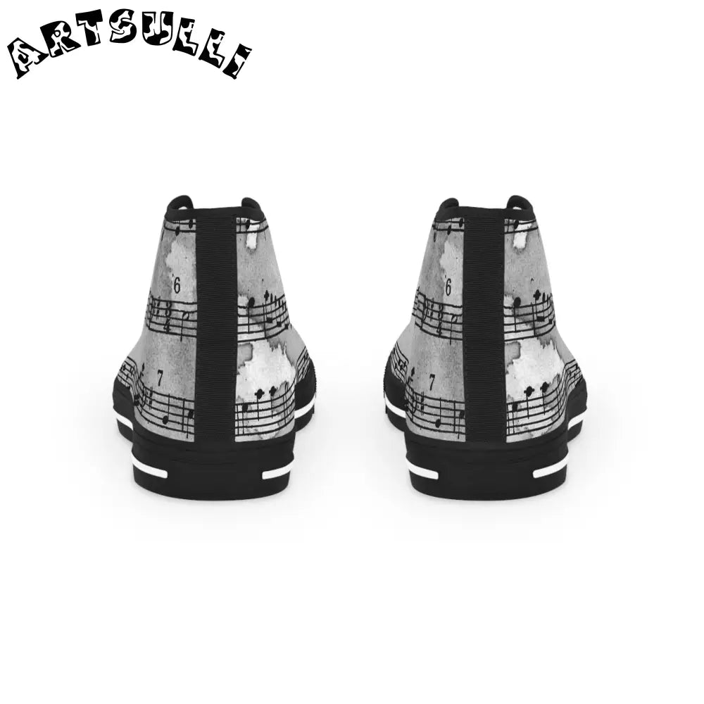 Music Note Art Printed High Top Sneakers, Artsulli - Art is Long, Life is Short, Shoes, , , , , , , 
