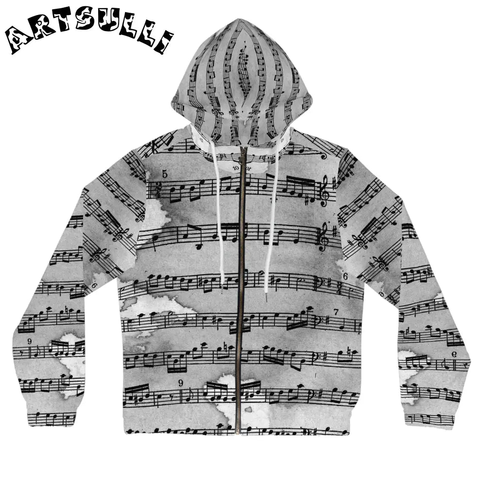 Music Note Cozy Daily Staple Zip Hoodie, Artsulli - Art is Long, Life is Short, All Over Prints, Size, XS, Color, White, , , 33110258028785057851