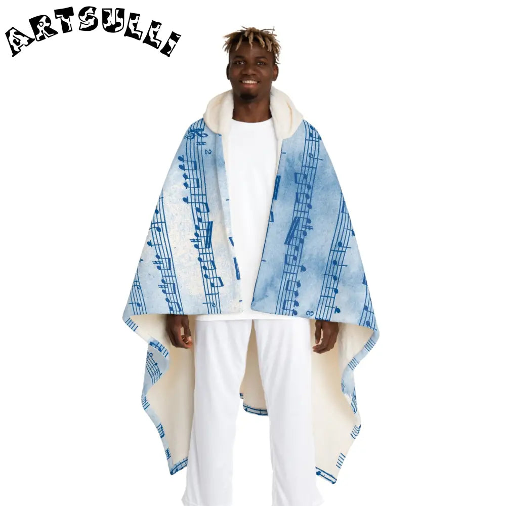 Music Note Sherpa Fleece Hooded Blanket, Artsulli - Art is Long, Life is Short, All Over Prints, Size, One size, Color, Cream, , , 31778389335722003208