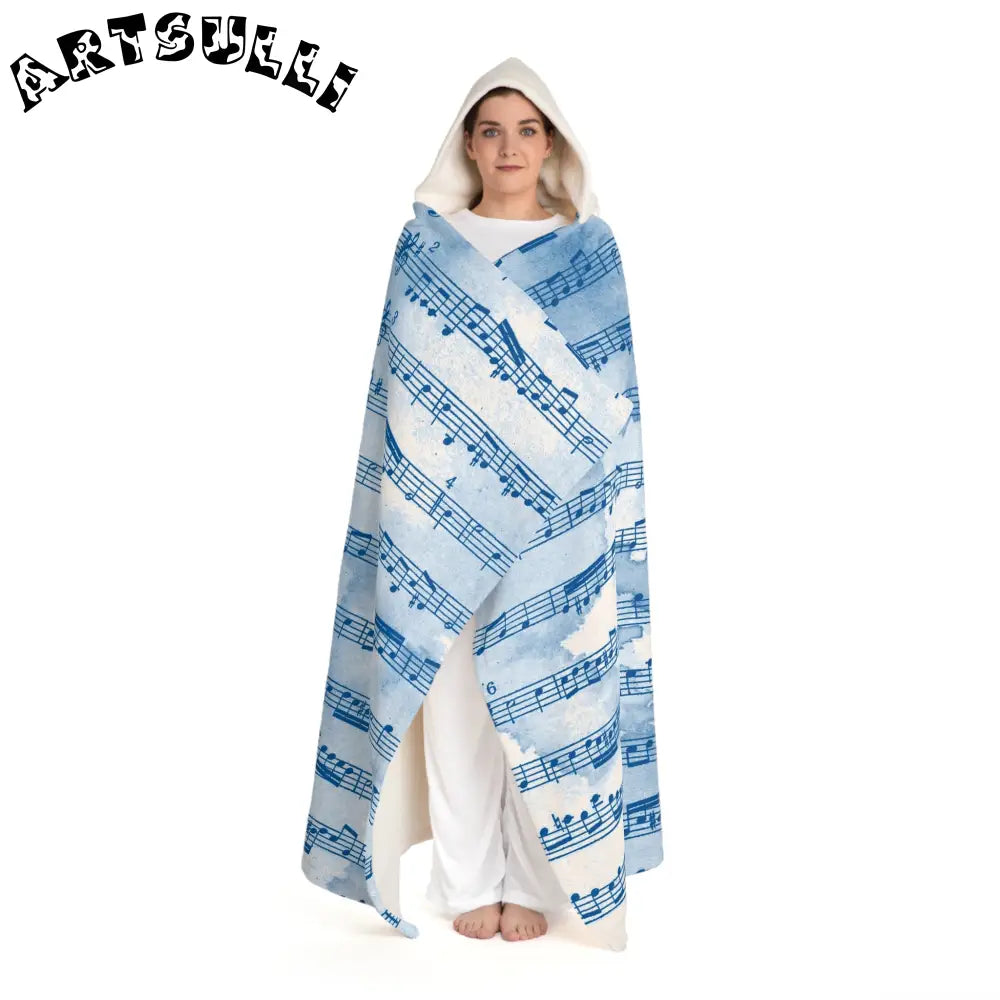 Music Note Sherpa Fleece Hooded Blanket, Artsulli - Art is Long, Life is Short, All Over Prints, , , , , , , 